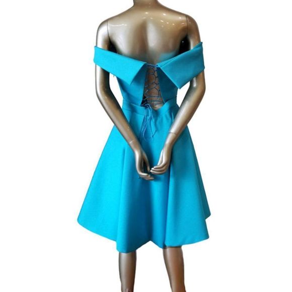 Vintage JOHN PAUL ATAKER Off-the-Shoulder Lace Up Back Party Dress - Picture 4 of 8